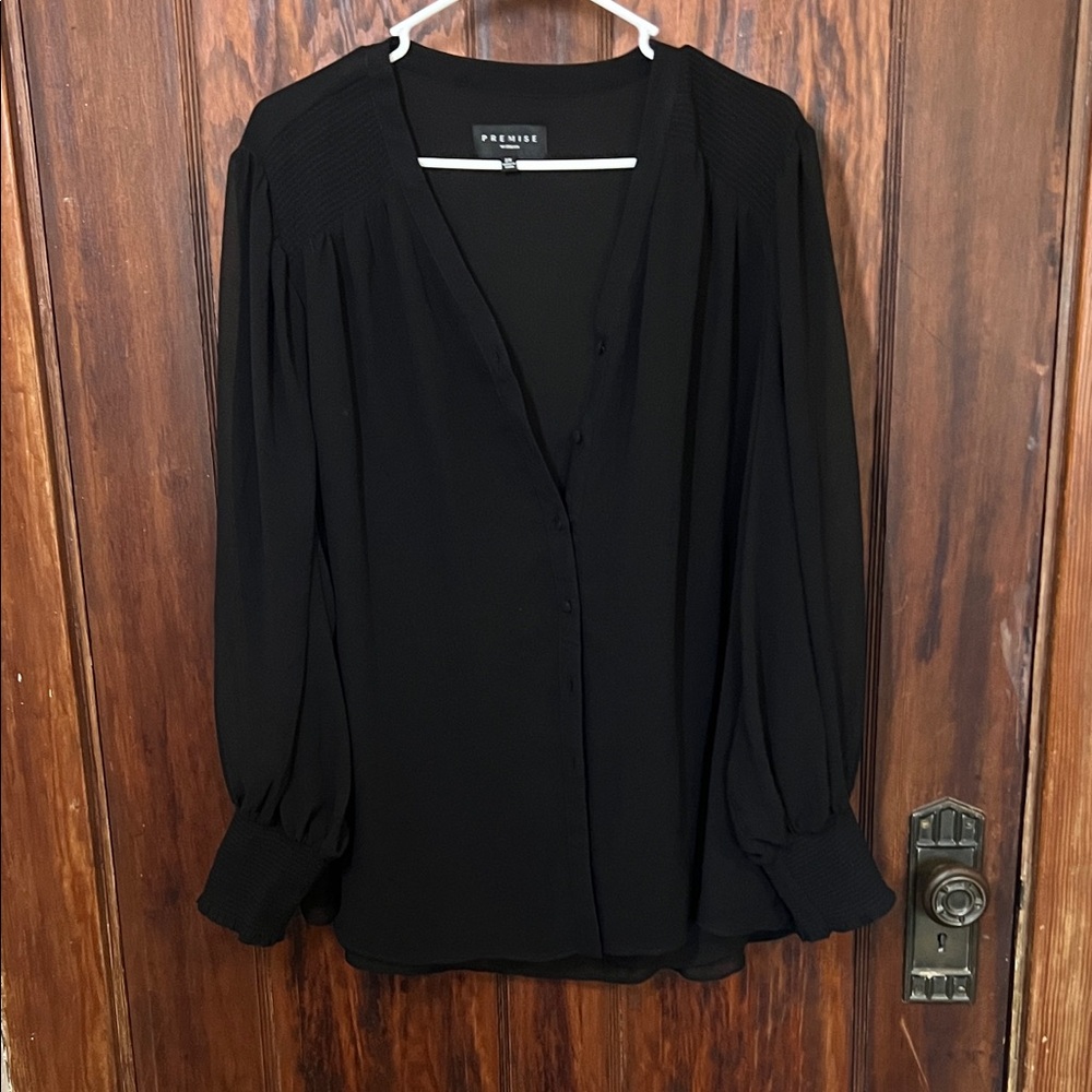 Premise Black Button-Down Blouse